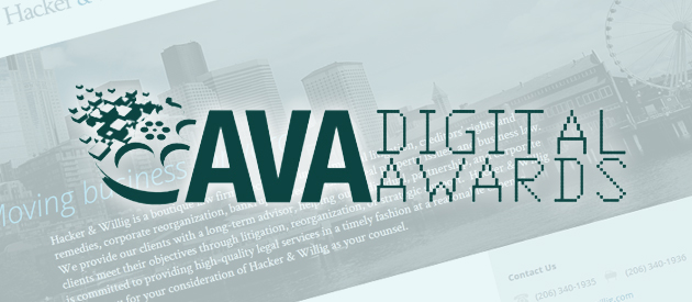 Seattle Web Design Company wins AVA Honorable Mention Award for Law Firm Website, Hacker & Willig