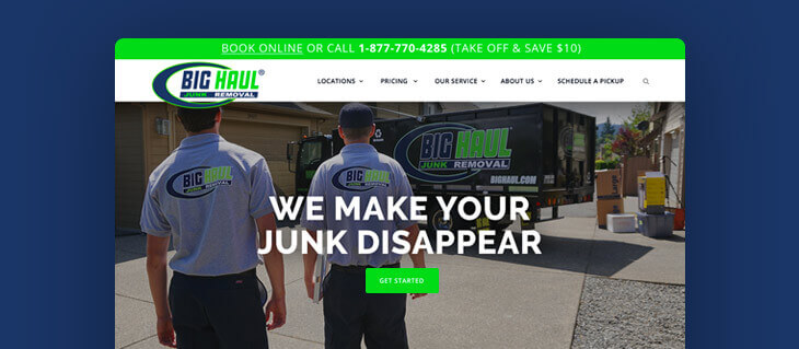 efelle creative Redesigns and Declutters Big Haul Junk Removal's Website