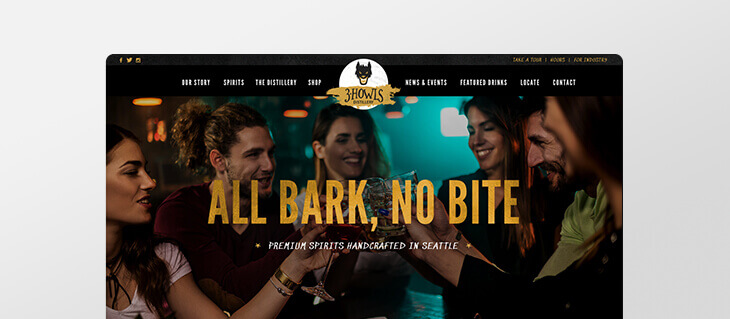All Bark, No Bite: efelle creative Builds New eCatalog Website for 3 Howls Distillery