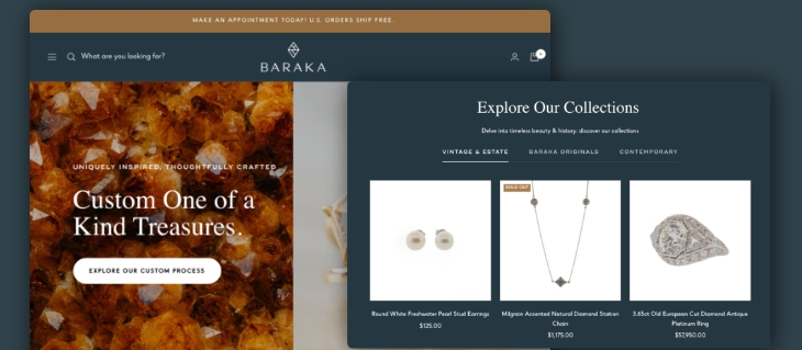 eCommerce Website Redesign Launch for Custom Jewlery Store Baraka Gems