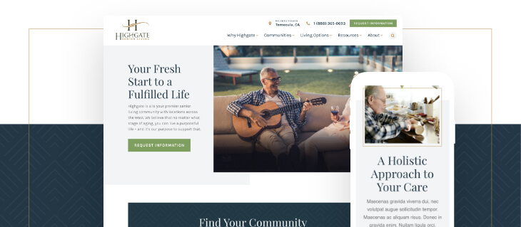 Highgate Senior Living's Website Design Has Won a W3 Award!