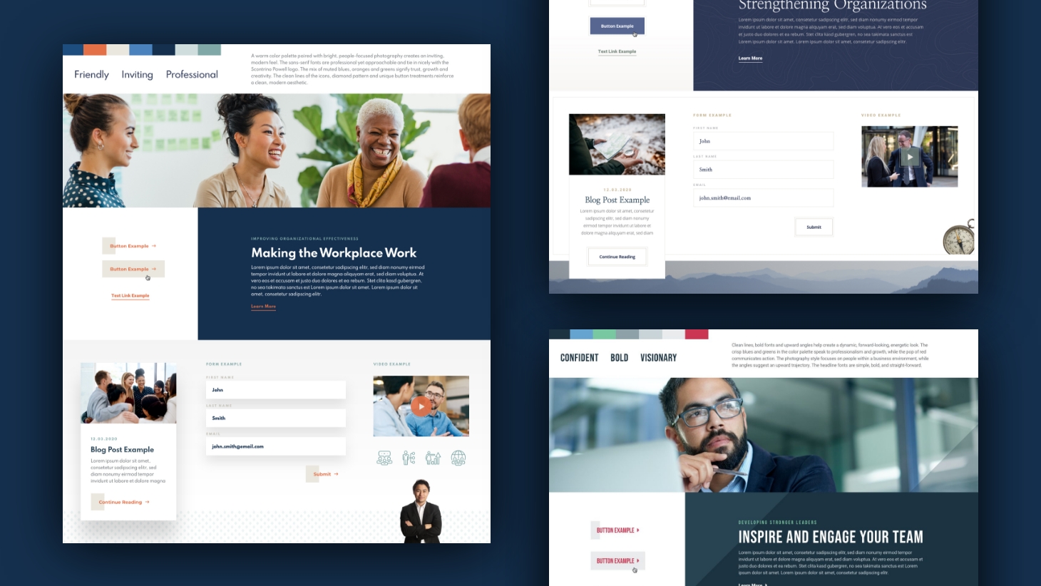 Style tile variations for website redesign Style tile variations for website redesign