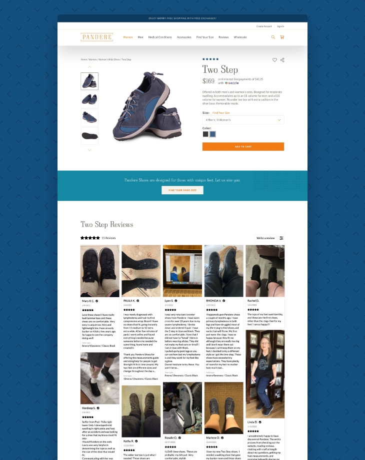 BigCommerce eCommerce website redesign for Pandere Shoes 3