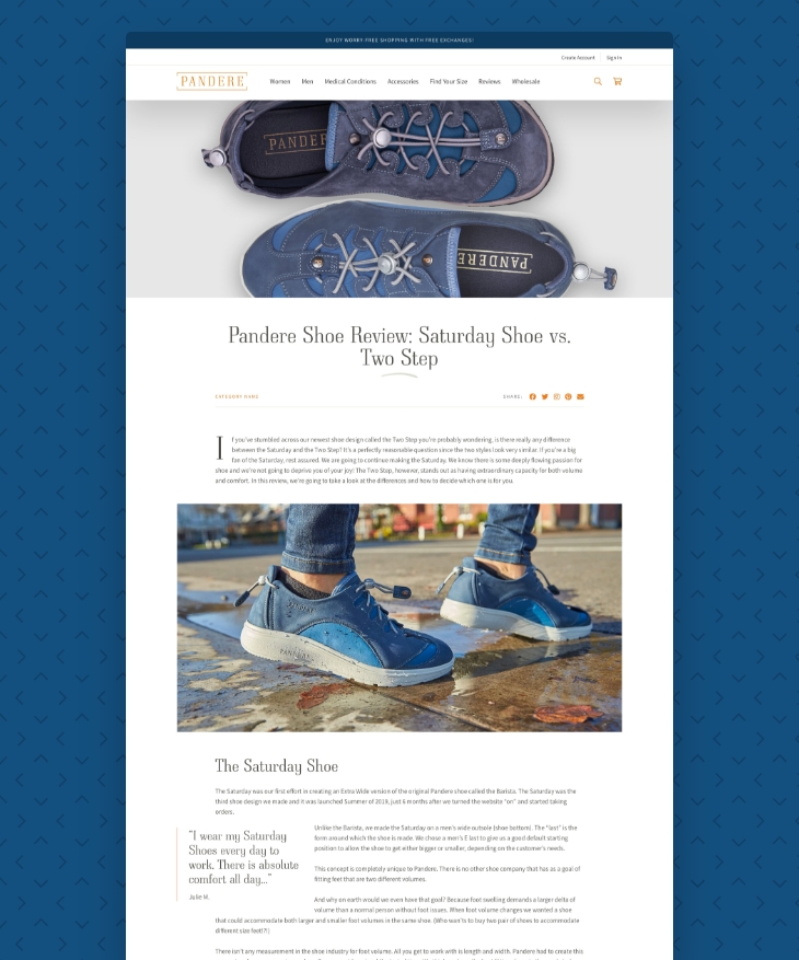 BigCommerce eCommerce website redesign for Pandere Shoes 5