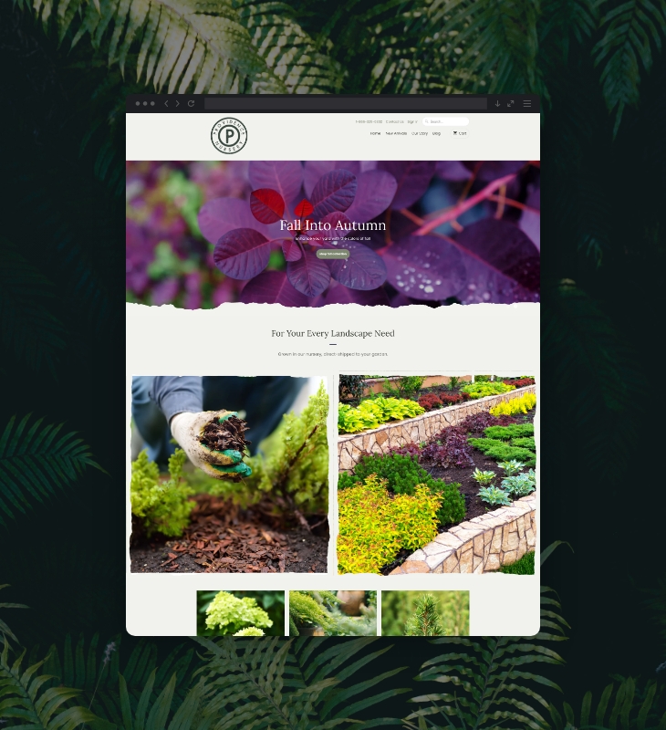 shopify ecommerce website design for Providence Nursery